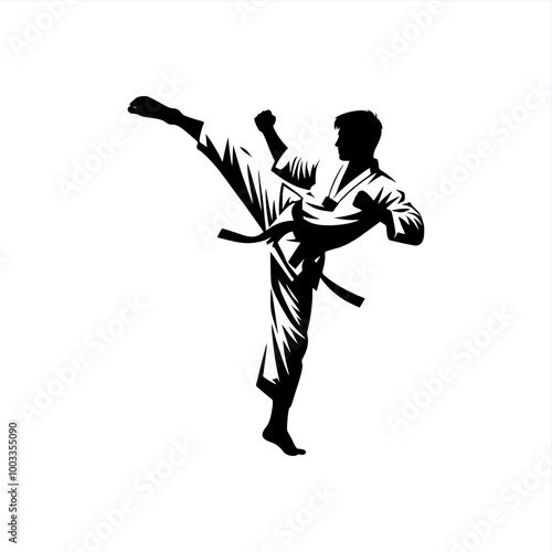 Taekwondo player martial artist high kick