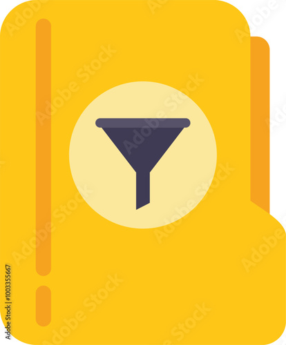 Yellow data folder presenting a filtering function icon, emphasizing data organization and management