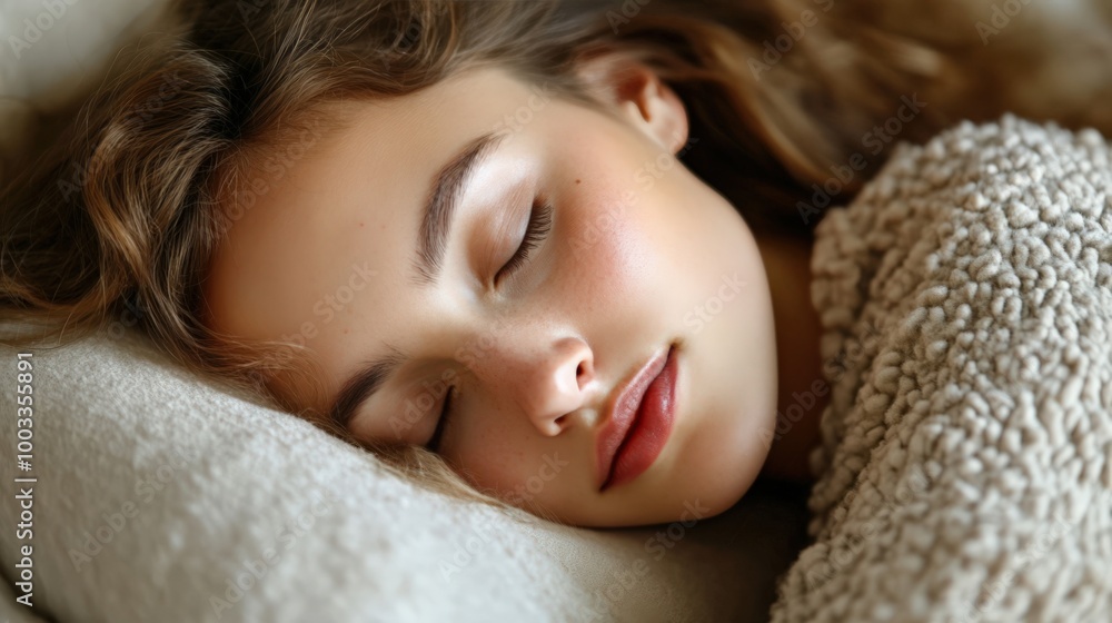 Woman Sleeping Peacefully in Bed Woman Sleeping Peacefully in Bed