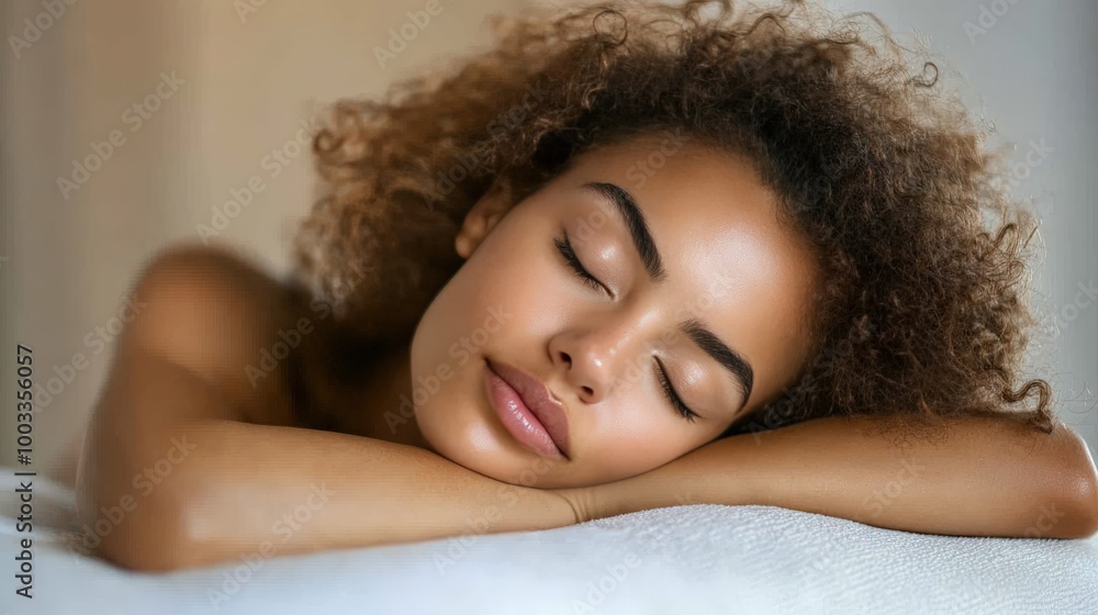 Woman Resting Comfortably in Bed Woman Resting Comfortably in Bed