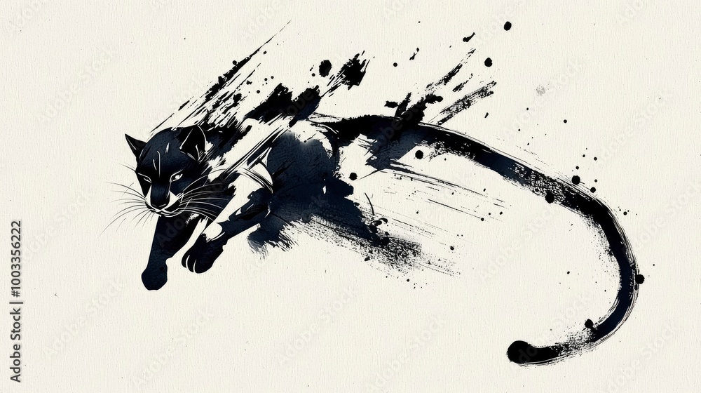 Black Cat Ink Splash Art Black Cat Ink Splash Art