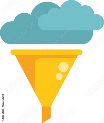Yellow funnel is converting big data cloud storage into useful information