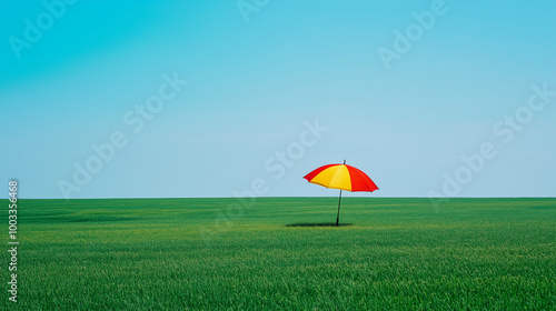 Sunny Day and Lone Umbrella Display