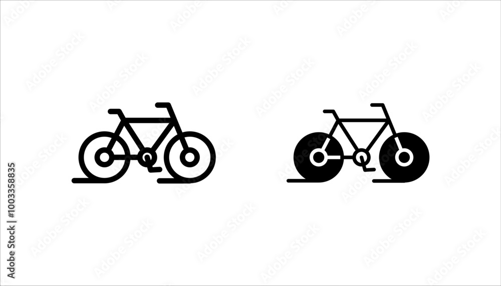 Fototapeta premium Bicycle icon set, isolated on white background.