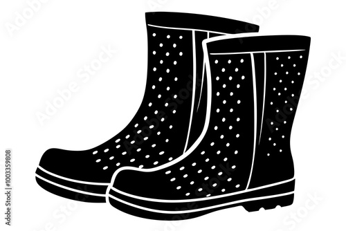 rain boots silhouette icon white background