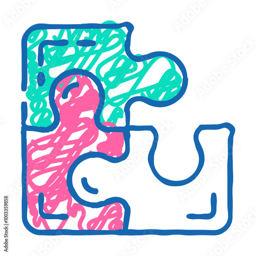 puzzle planning doodle icon sketch vector. puzzle planning sign. isolated symbol illustration