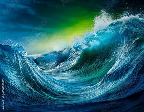 Electric Blue and Neon Waves