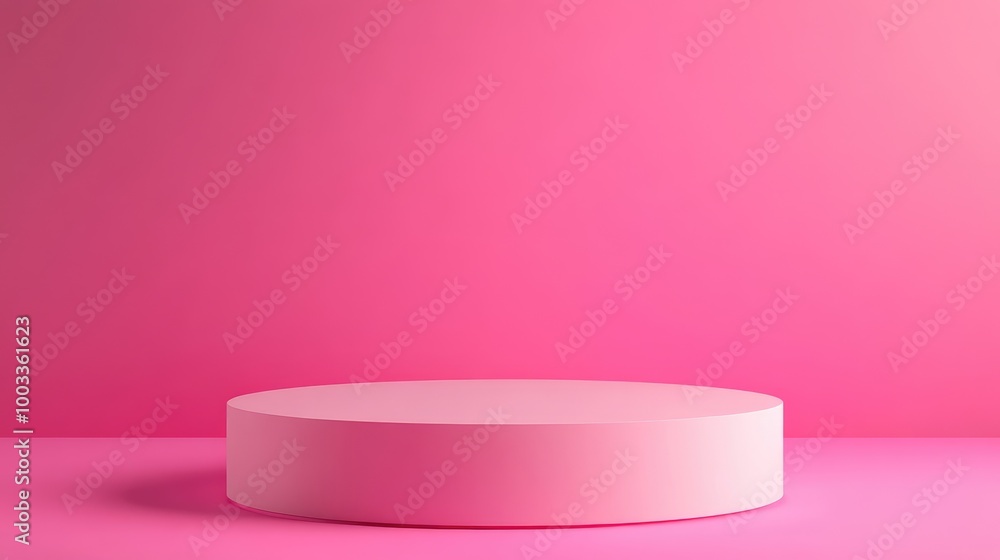 Pink Cylinder Platform Against a Pink Background Pink Cylinder Platform Against a Pink Background
