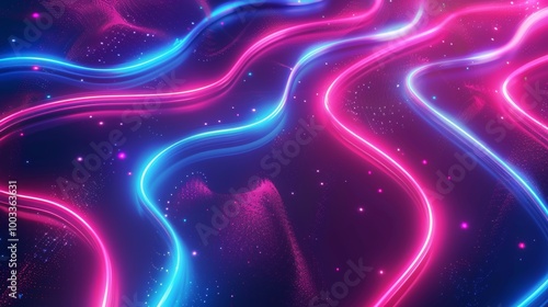 Mesmerizing Neon Waves of Cosmic Energy Swirling through a Luminous Digital Galaxy