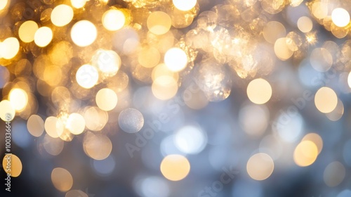 Warm golden bokeh lights with soft blue