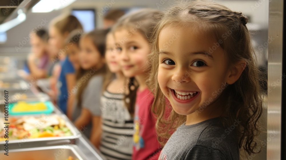 School Lunch Line Capture students in line at the school cafeteria, excitedly waiting to get their lunch trays School Lunch Line Capture students in line at the school cafeteria, excitedly waiting to get their lunch trays