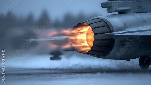 Focus view to Fighter jet turbine fire