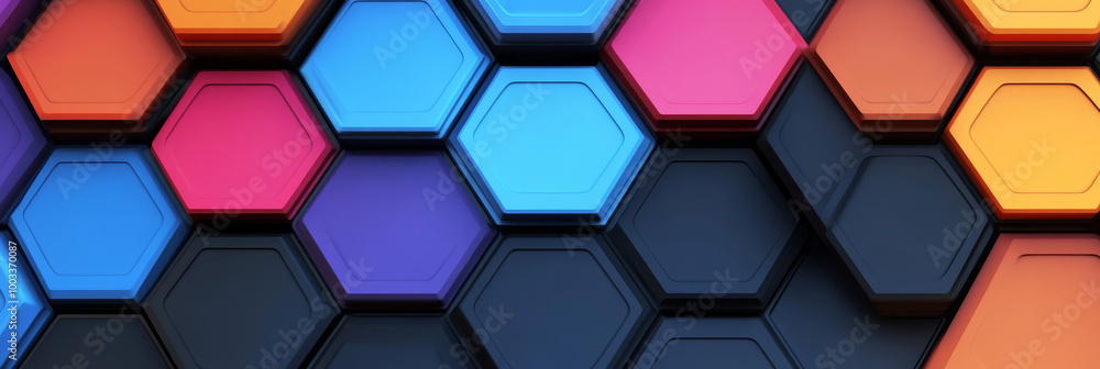 Abstract hexagonal pattern with vibrant colors. Abstract hexagonal pattern with vibrant colors.