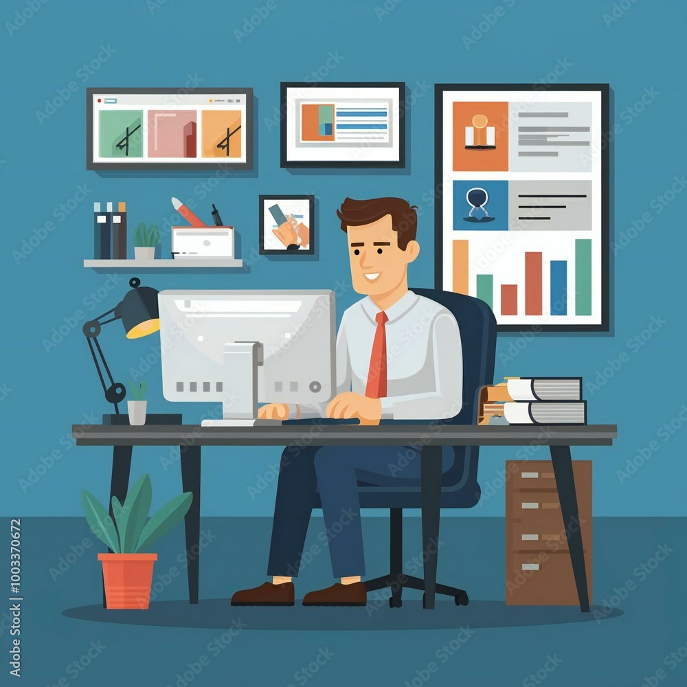 businessman working on computer businessman working on computer