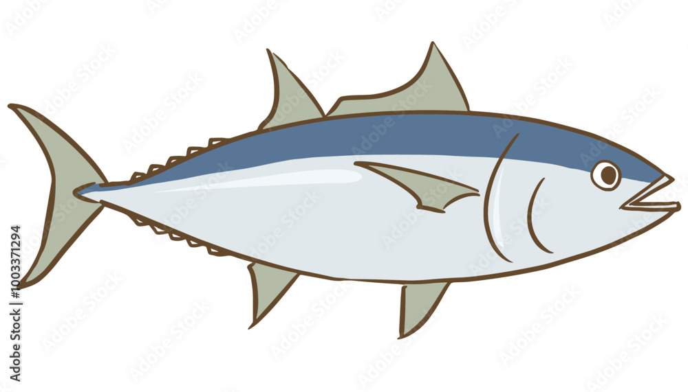 Fototapeta premium 横から見た全身の鮪のベクターイラスト