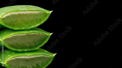 Fresh Aloe Vera Leaves Sliced Open  Showing Gel    Natural Skin Care Ingredient