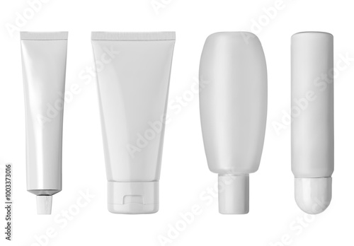 3d skin care cream tube mockup set isolated on white background. Realistic cream tube collection