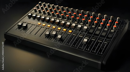 Professional digital mixer with motorized faders for seamless audio control in recording studios or live events. photo