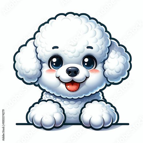 Cute bichon frise dog peeping clip art design element photo