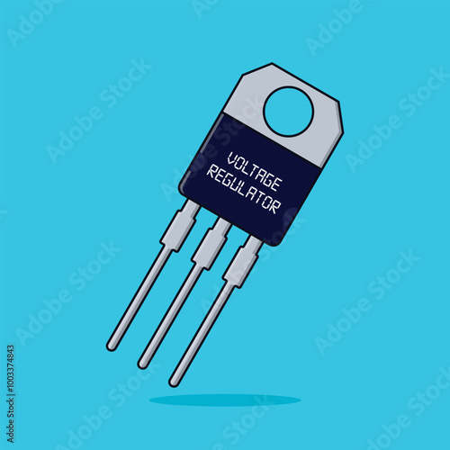 A Cartoon Vector Icon Illustration of a voltage regulator Signifying electronics components Object Icon Concept