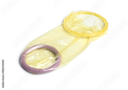 Open female condom isolated...