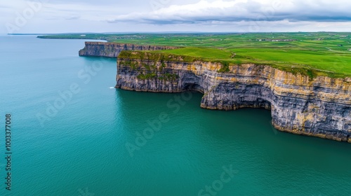 Dramatic Aerial View of Cliffs of Moher  Ireland
