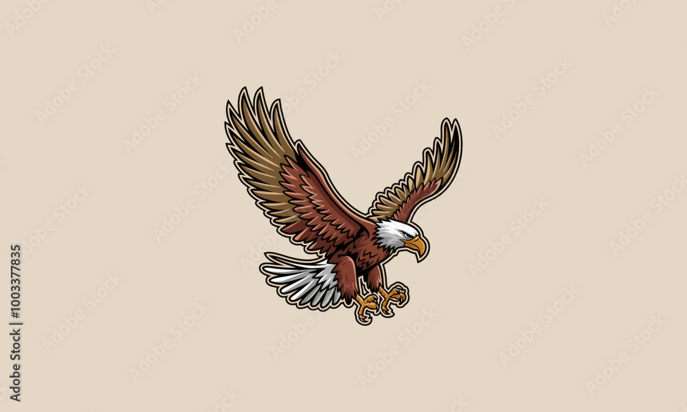 Naklejka premium Majestic eagle in flight, claws extended.