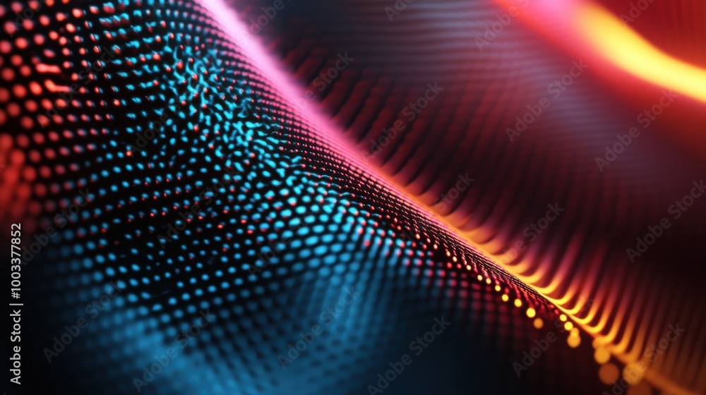 Abstract Pattern of Red, Blue, and Yellow Lights on a Black Surface Abstract Pattern of Red, Blue, and Yellow Lights on a Black Surface