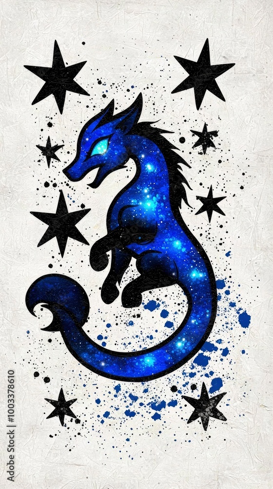 Fototapeta premium Cosmic Dragon with Stars