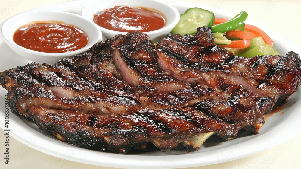 Grilled Pork Belly Platter with Dipping Sauces Grilled Pork Belly Platter with Dipping Sauces