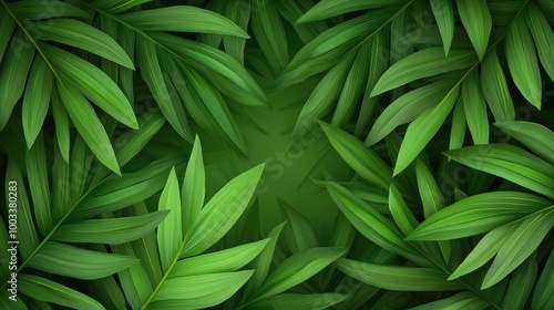 Lush Green Tropical Leaves Background Jungle Foliage Natural Texture Summer Nature Gre