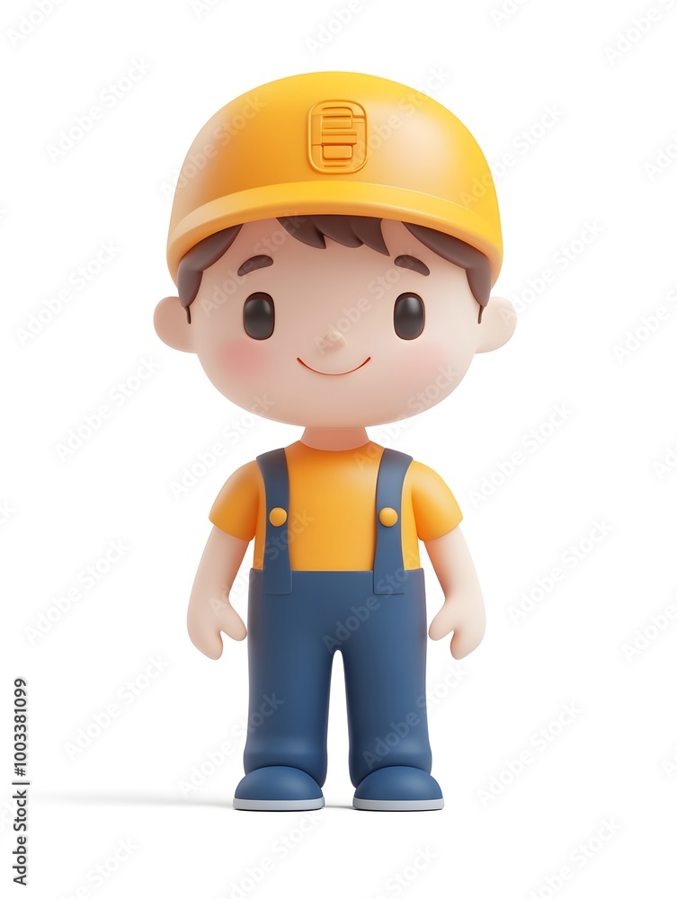 Cheerful 3D Character of Delivery Worker Wearing Hardhat and Uniform Isolated on Clean White Background. Cute Cartoon Style Avatar or Mascot for Shipping,Logistics or Construction Industry. Cheerful 3D Character of Delivery Worker Wearing Hardhat and Uniform Isolated on Clean White Background. Cute Cartoon Style Avatar or Mascot for Shipping,Logistics or Construction Industry.
