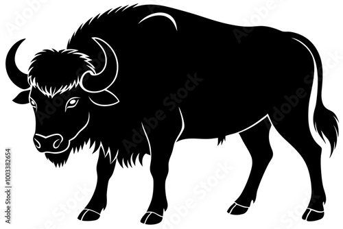 buffalo silhouette icon white background