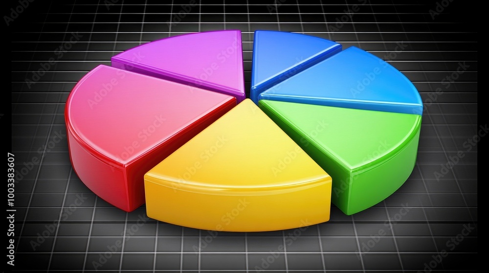 Fototapeta premium Colorful 3D Pie Chart with Glossy Segments