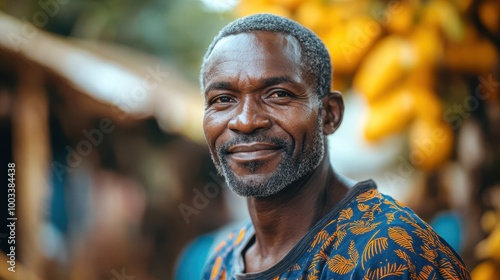 Portrait of a Smiling African Man in Traditional Clothing