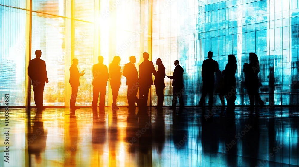 Business Professionals Engaging in Discussion at Sunset Business Professionals Engaging in Discussion at Sunset