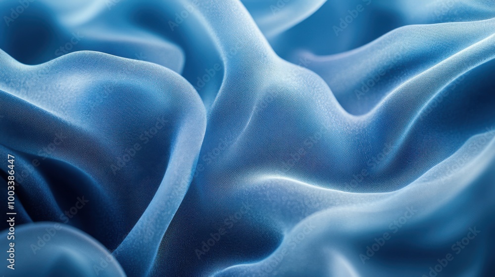 Obraz premium Abstract Blue Fabric Texture with Wavy Lines