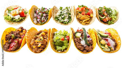 Delicious Variety of Tacos with Different Toppings and Fillings