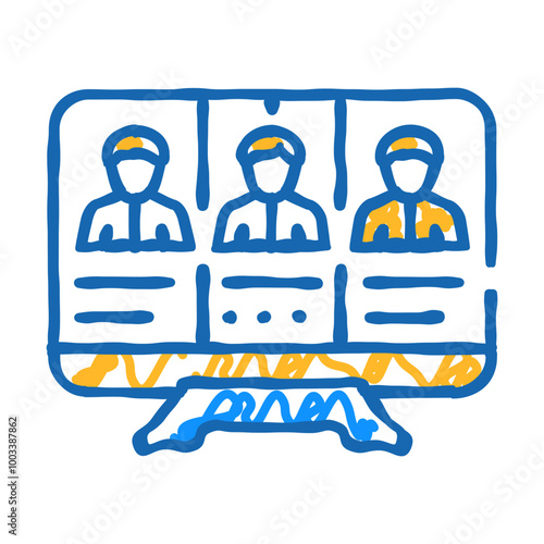 online conference business manager and client doodle icon sketch vector. online conference business manager and client sign. isolated symbol illustration