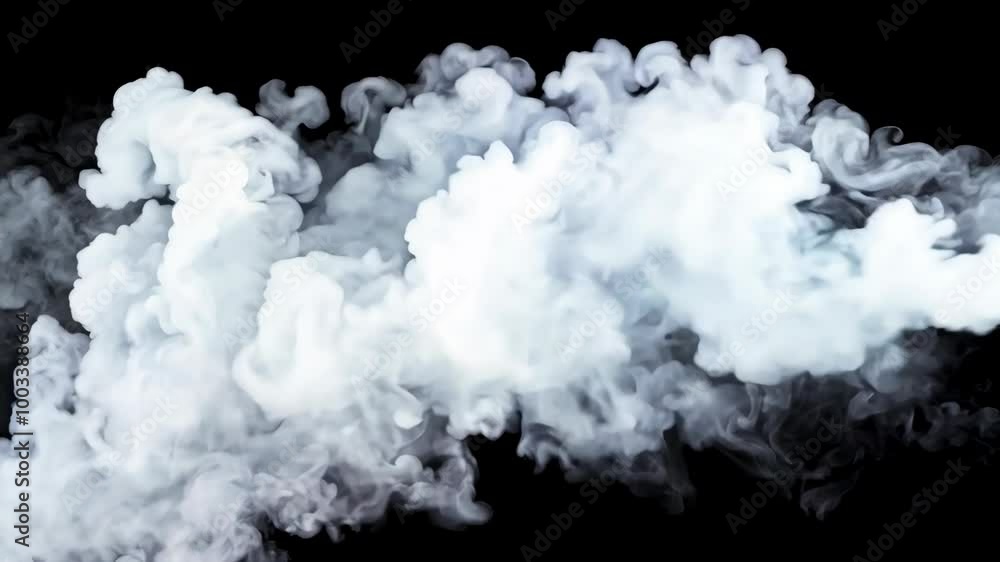 Mystical Water Spray: Slow Motion White Vapor on a Black Background Mystical Water Spray: Slow Motion White Vapor on a Black Background