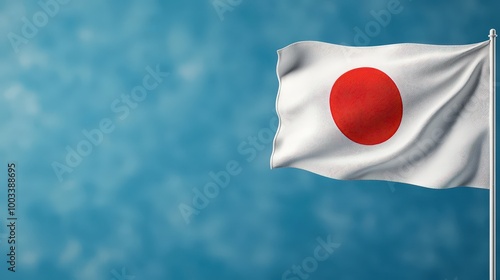 Free Download Japanese Flag Waving in the Wind Against Blue Sky - GFXLoad