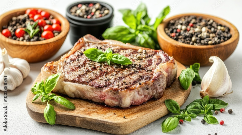 Perfectly Cooked Medium Rare Steak on a Cutting Board Perfectly Cooked Medium Rare Steak on a Cutting Board