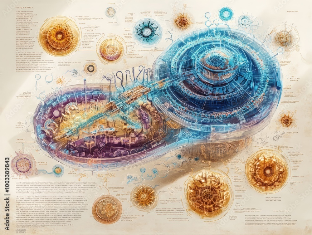 Plagát An educational chart on cell division, with labeled diagrams ...