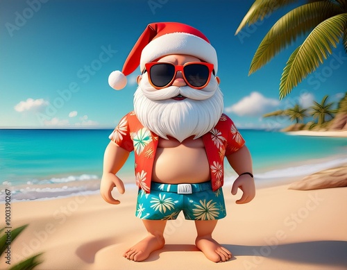 Cute Cartoon Hawaiian Santa...