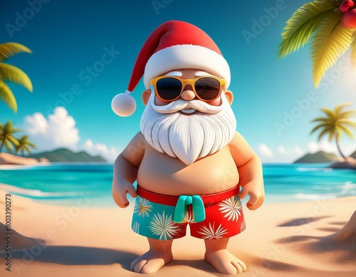 Cute Cartoon Hawaiian Santa...