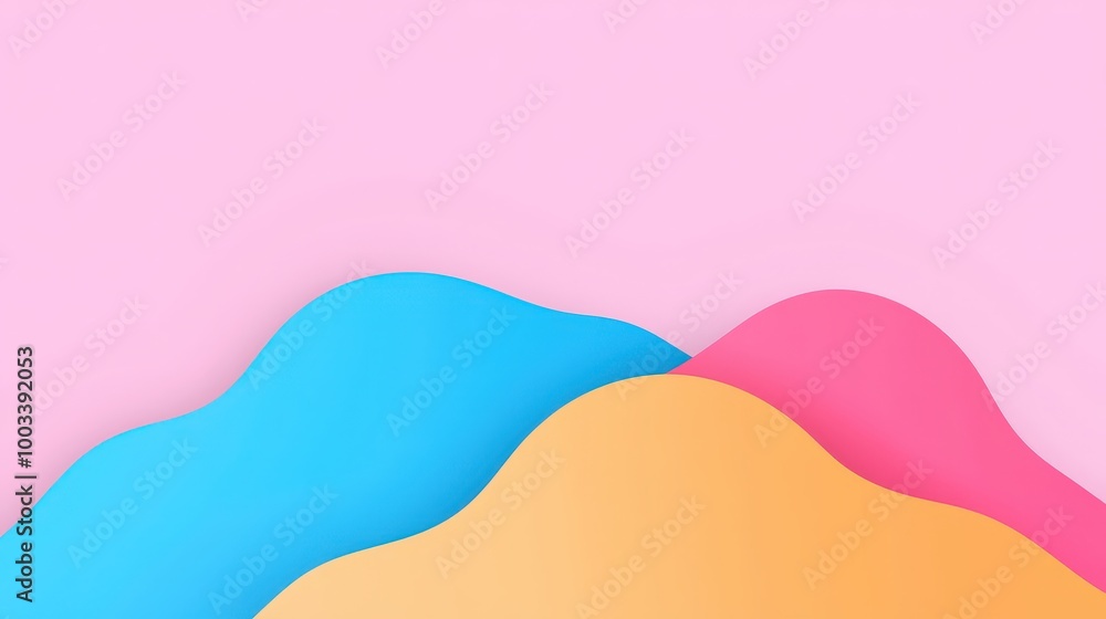 Fototapeta premium Abstract Minimalist Pink Blue and Yellow Landscape Background