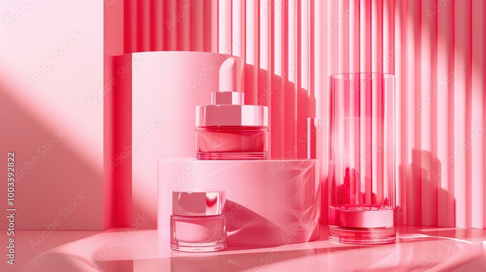 Studio Photography of Beauty Products with Abstract 3D Elements Studio Photography of Beauty Products with Abstract 3D Elements