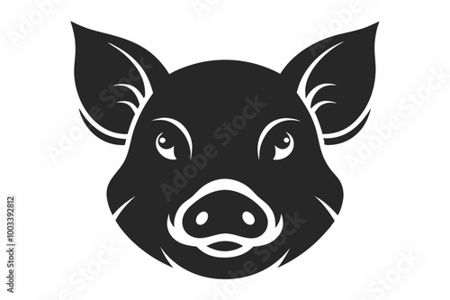 a pig head silhouette vector illustration