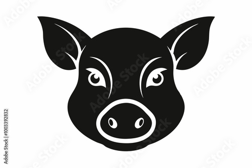 a pig head silhouette vector illustration