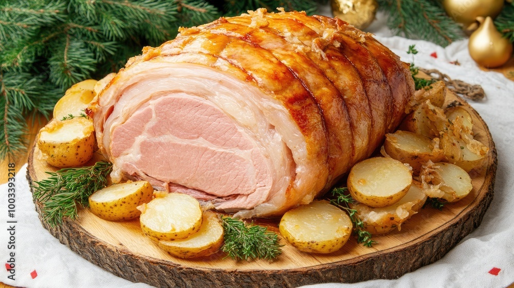 Roasted German Pork Knuckle with Potatoes and Herbs Roasted German Pork Knuckle with Potatoes and Herbs